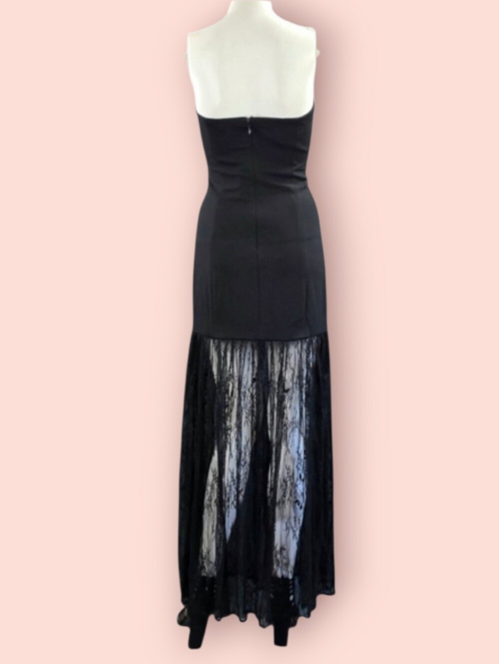 Lulus Vesna Black Mixed Media Strapless Maxi-Dress Size S - Picture 11 of 16